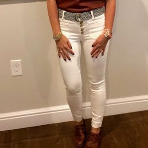High Rise Ivory Anthropologie Skinny Jeans